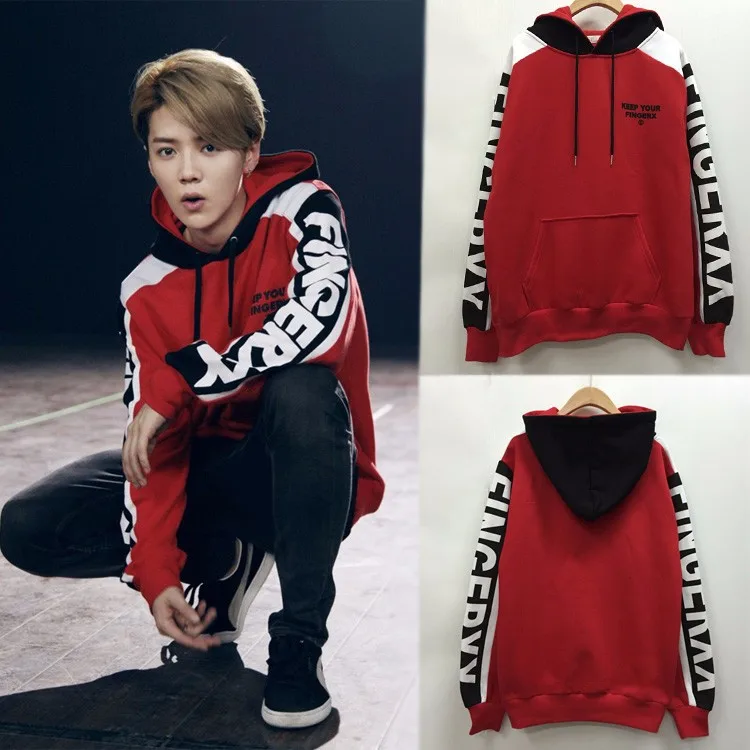 Новинка Kpop EXO Luhan красный Кепки толстовка унисекс пуловер, Свитшот пальто Верхняя одежда, куртки костюмы