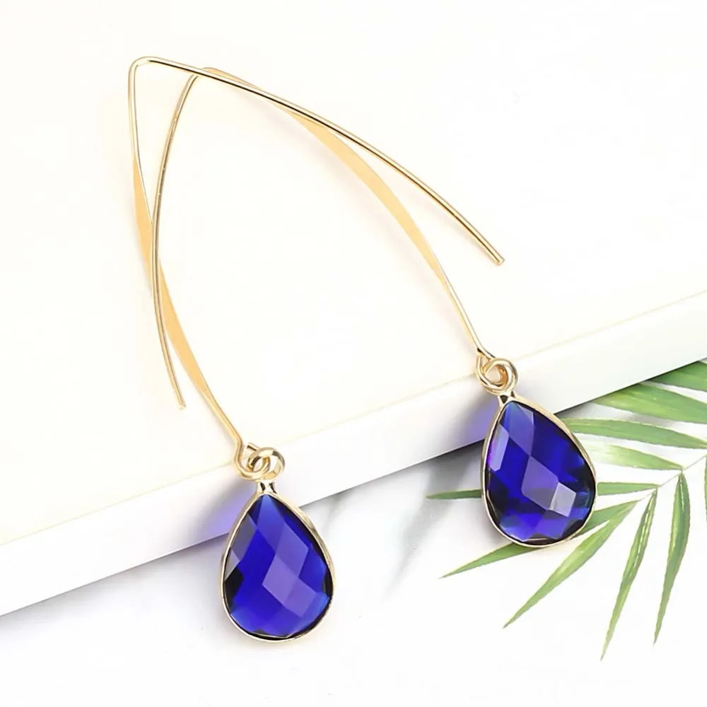 Boho корейские серьги, модные серьги в форме капли, висячие серьги с кристаллами для женщин,, крупное Золотое богемное ювелирное изделие, подарки