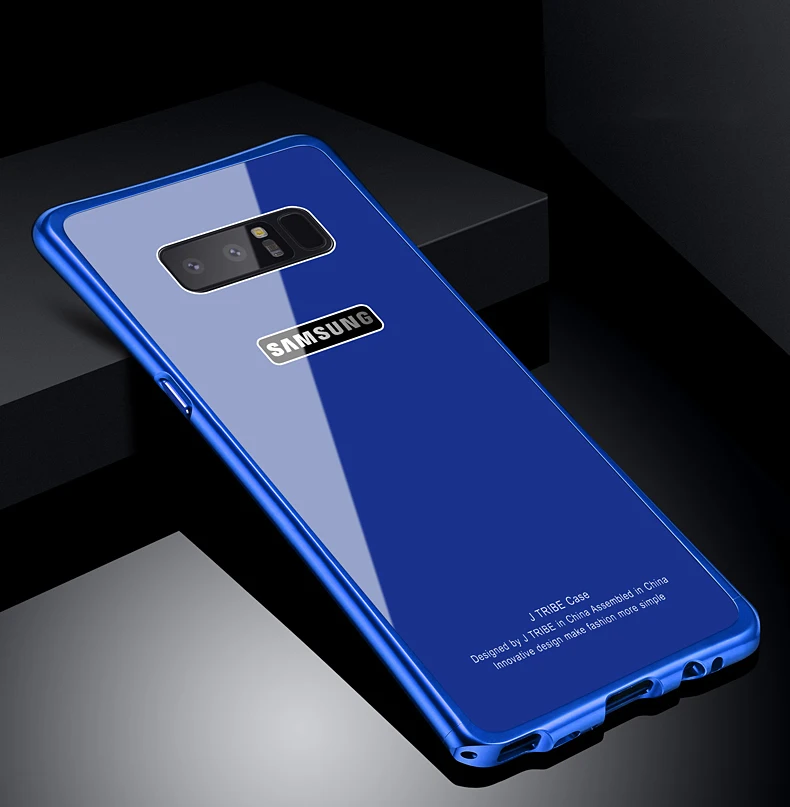 Для samsung Note 8 чехол, роскошный жесткий металлический алюминиевый каркас, блестящая закаленная стеклянная задняя крышка, чехол для телефона для Note 8, чехол 6,3