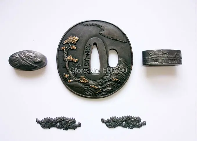 Набор Фитингов Tsuba ручной работы из сплава для японского самурайского меча