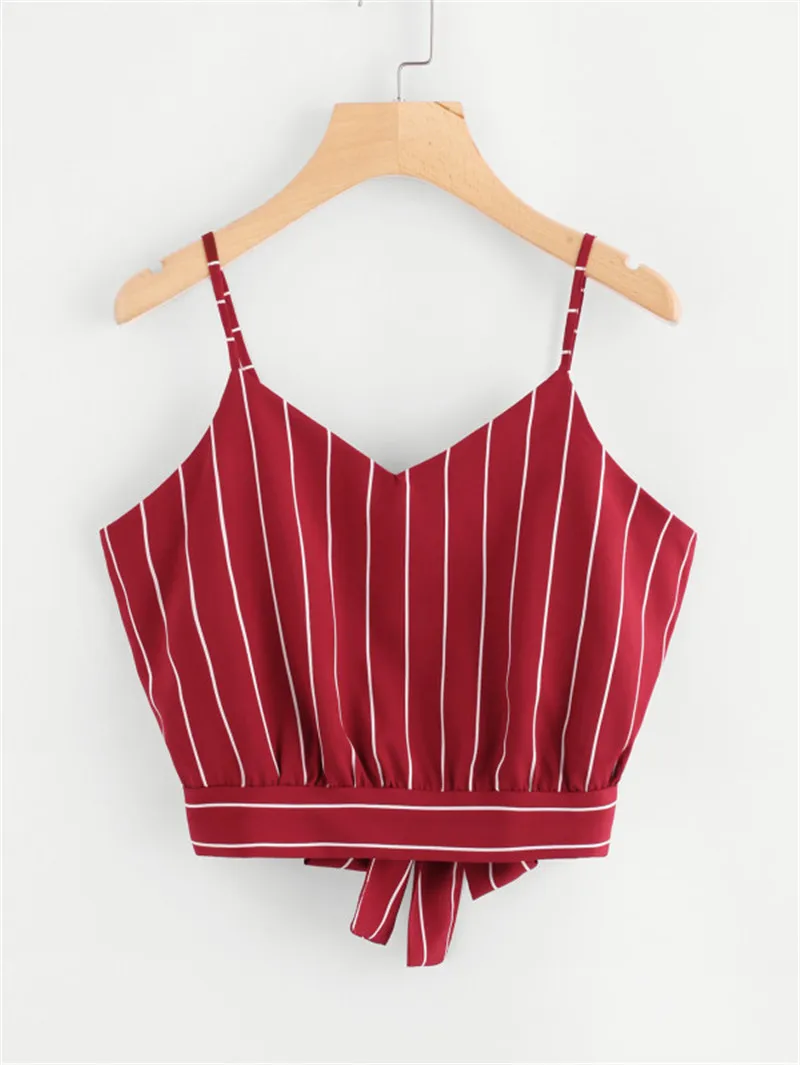 Женский облегающий жилет в клетку топ с завязками на спине укороченный