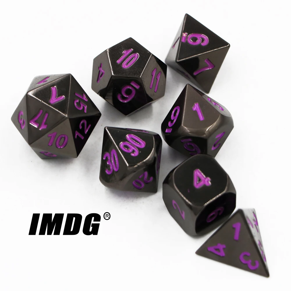 IMDG 7 шт./компл. креативная РПГ игра игральные кости многогранные металлические DND