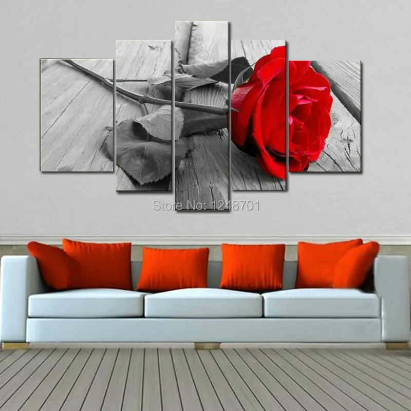 5 шт. Современная картина маслом на холсте Цветы Красная роза для спальни