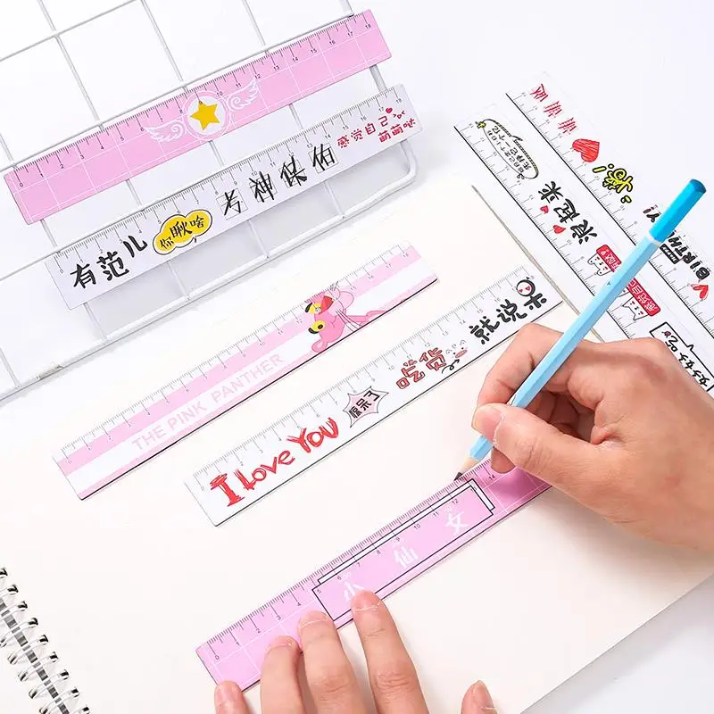 Kawaii 18 см Магнитная Розовая пантера Фламинго прямая Линейка милые пластиковые линейки для рисования цветов корейские канцелярские принадлежности Школьные принадлежности