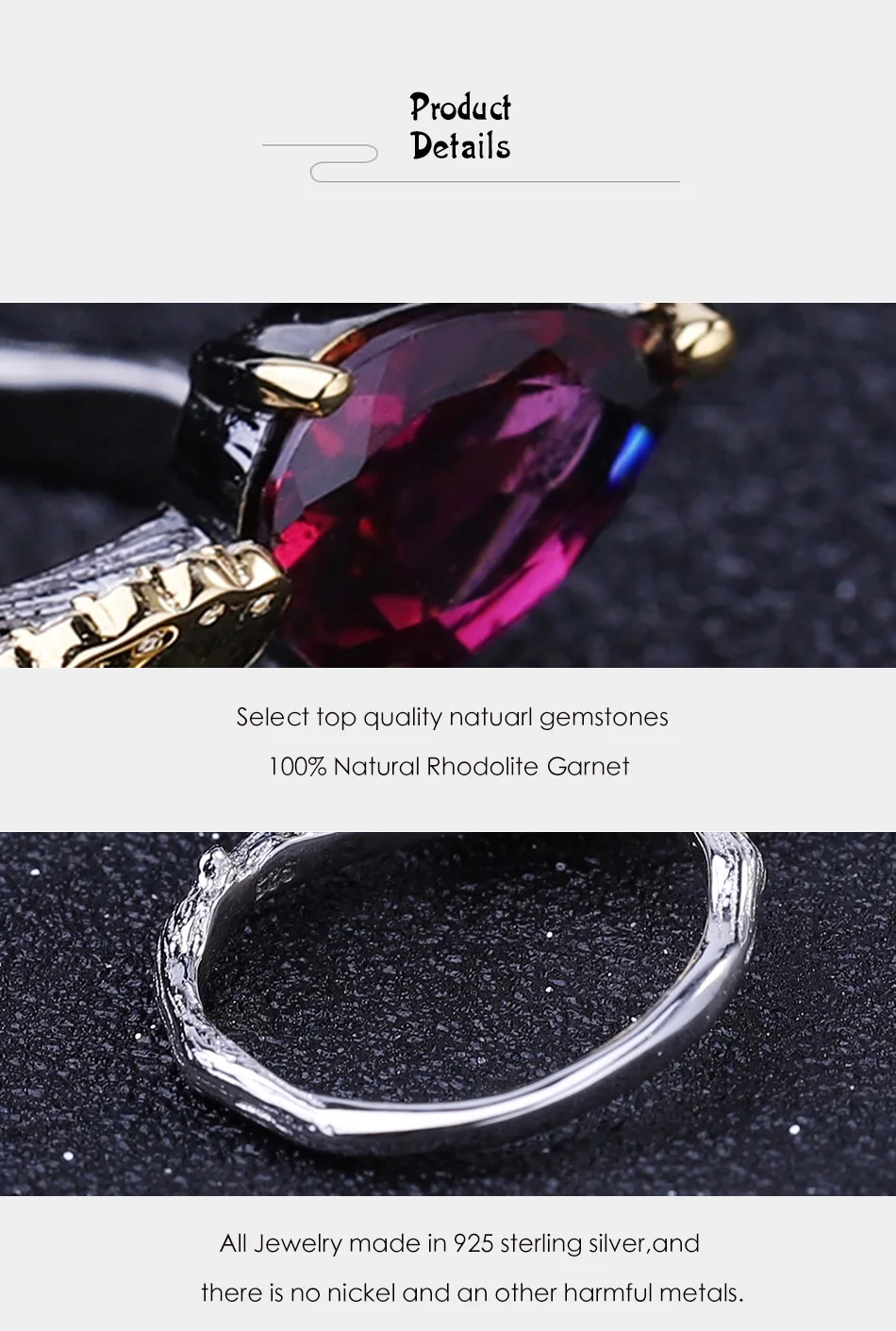 GEM'S BALLET 2.42Ct натуральный родолит гранат бабочка ветка кольца 925 пробы серебро ручной работы регулируемое кольцо для женщин вечерние