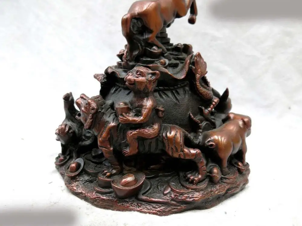 Бесплатная доставка Бронзовая Скульптура Фэн-шуй двенадцати Китайский Знак