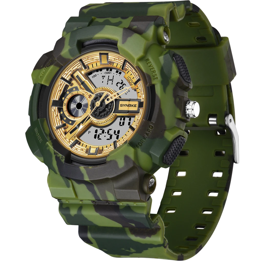 PANARS G Watch Shock Sports Watch Men Waterproof Military Camouflage Strap Electronic reloj deportivo hombre - Цвет: Зеленый