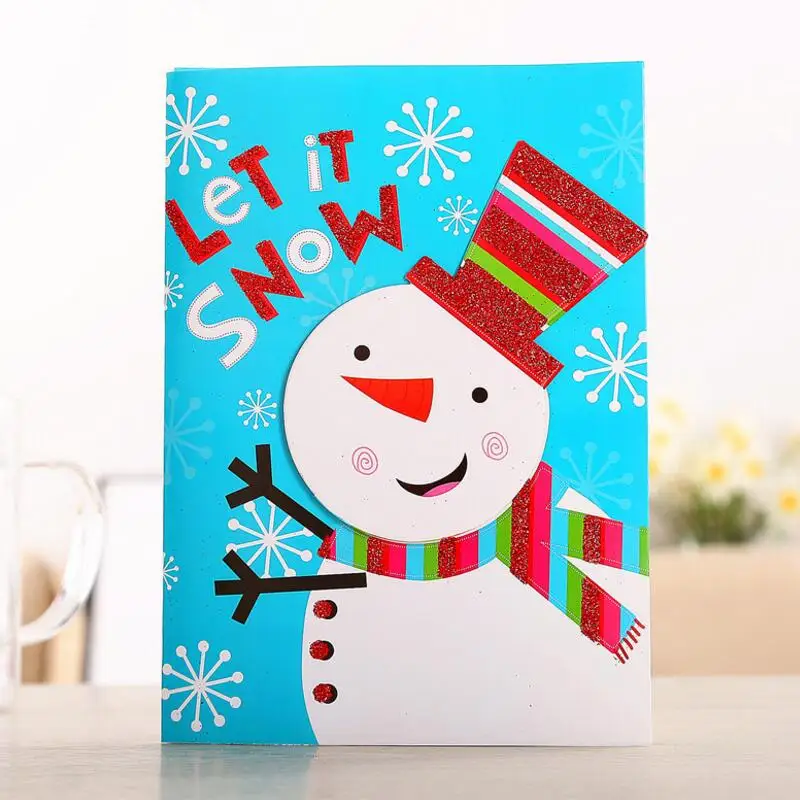 

6pac/lot Creative Three-dimensional Applique Christmas Music Greeting Card Cartoon Children Music Gift Card