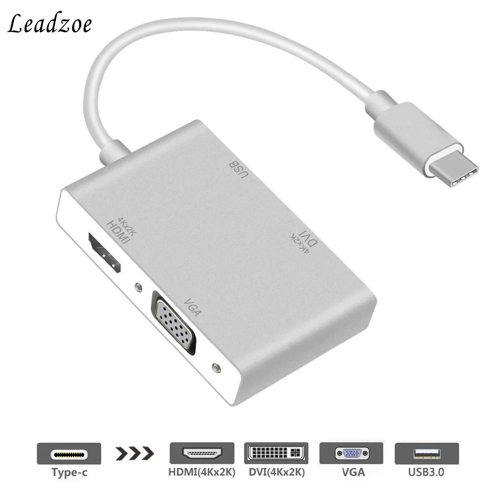 Mini 4 в 1 USB 3 Type C папа к DVI DP Alt режим HDMI 4K VGA 0 Женский концентратор адаптер конвертер