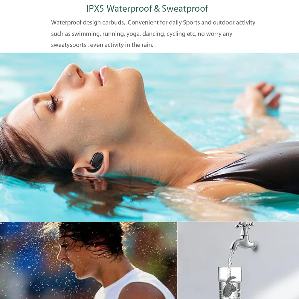 HSWT беспроводные наушники Bluetooth мини водонепроницаемые стерео TWS спортивные 900mA