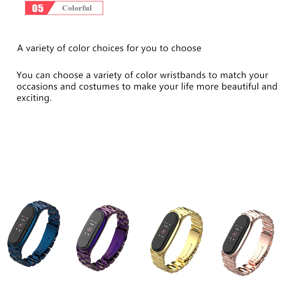 Металлический браслет из нержавеющей стали для Xiaomi Mi Band 4 3 совместимый