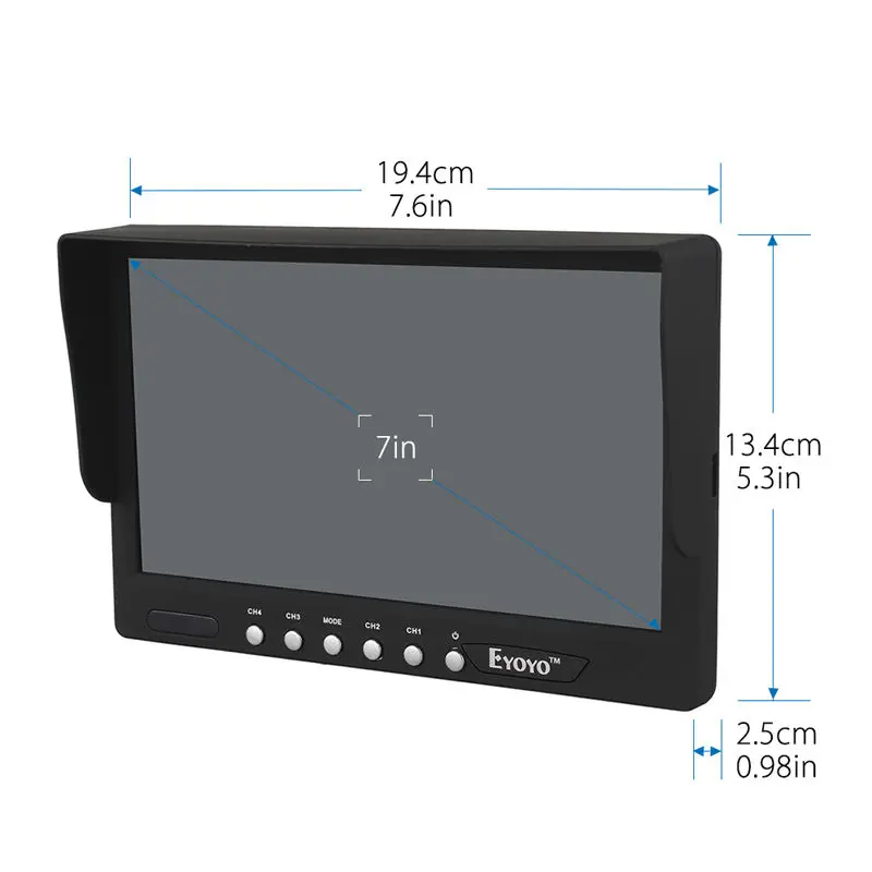 Eyoyo 7 дюймов HD 4 Сплит Quad видео дисплей 4CH AV вход TFT ЖК монитор заднего вида