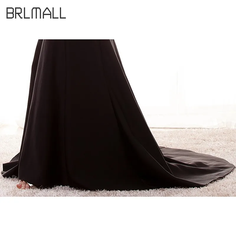 BRLMALL Русалка Пром Платья Роскошные Золотые Аппликации Длина Пола Платье Вечерние