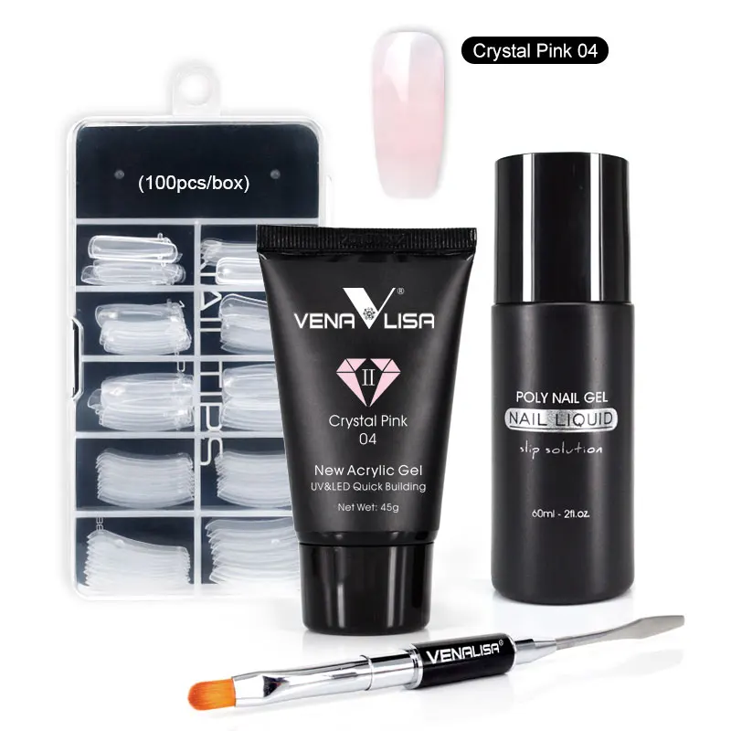 set 04 VENALISA акриловый гель 45 грамм для маникюра, высокое качество, для дизайна ногтей, для наращивания ногтей, полигель, СВЕТОДИОДНЫЙ УФ-покрытие, розовый поли-гель для ногтей - Цвет: set 04