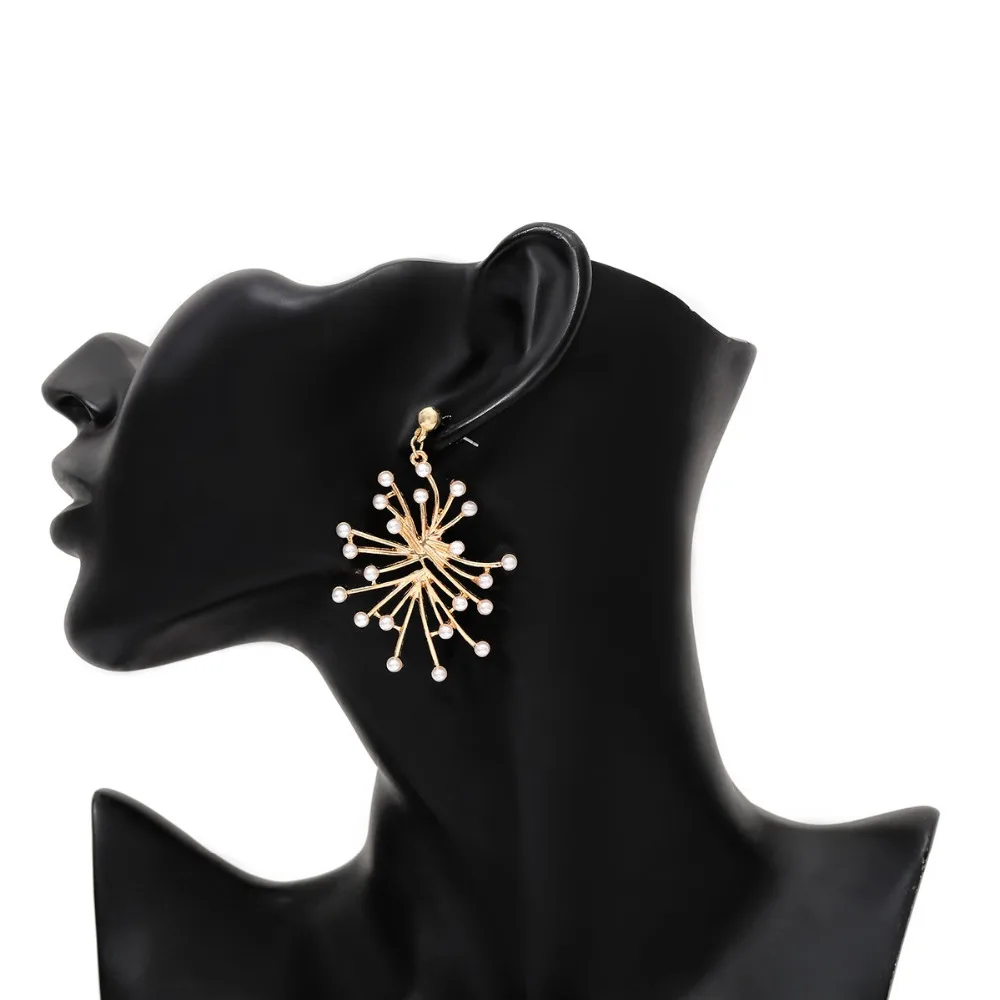 simulated pearl snowflower statement earrings fashion jewelry dangle for women oorbellen | Украшения и аксессуары