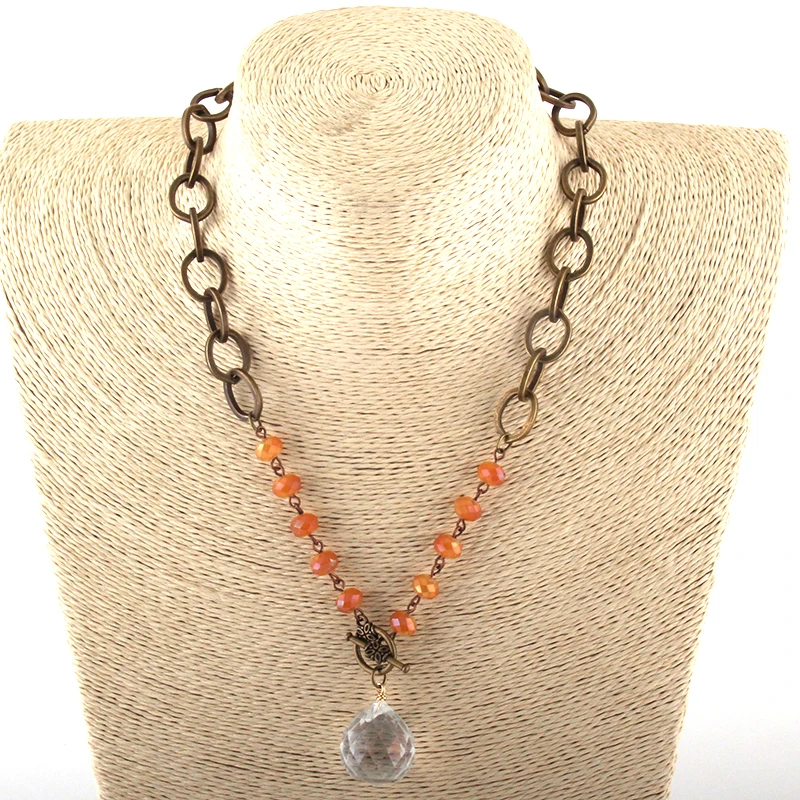 Модная бижутерия MOODPC цепочка с розам стеклянная Хрустальная/металлическая