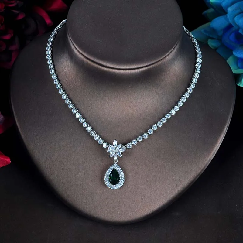 Роскошные комплекты ювелирных украшений HIBRIDE с зеленым Цирконом для женщин