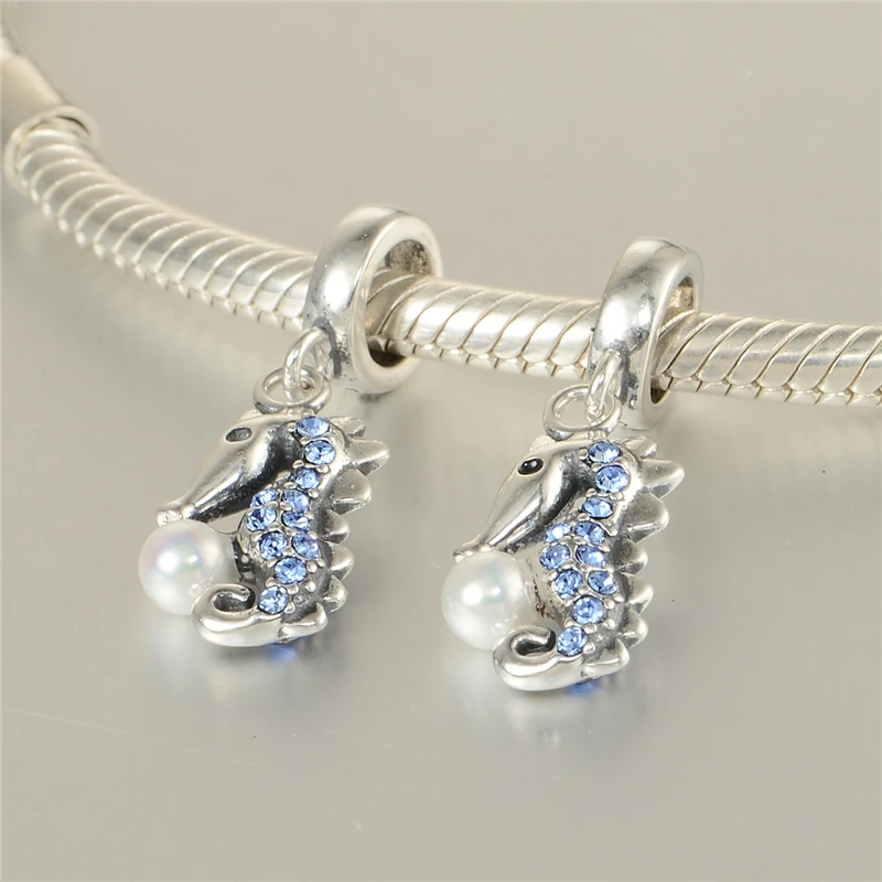 925 пробы Серебряные ювелирные изделия гиппокамп шарма бусины в форме животных
