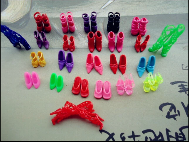 24 шт. 12 пар модная обувь на высоком каблуке для кукол Барби мебель красочные