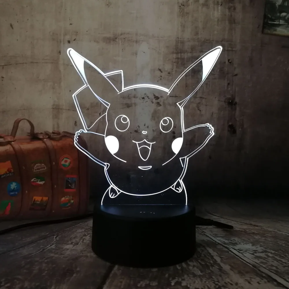 Милые игры Pokemon Go Рождественский Пикачу 3D светодиодный Ночной светильник с 7
