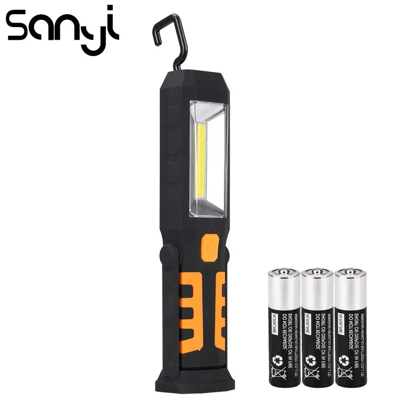 

SANYI 3 Modes 3800 LM Portable Light Power by 3*AAA Battery Flashlight Torch with Magnetic Lantern Camping Hunting Lamp