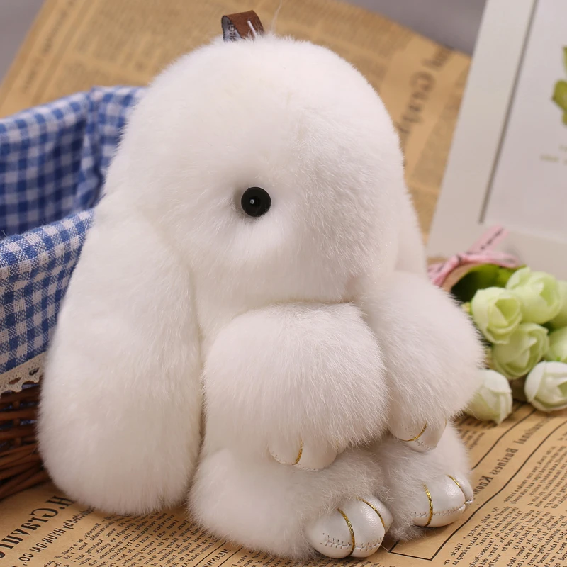 18 см Подвеска &quotКролик&quot брелок Настоящий мех кролика для ключей мягкая игрушка