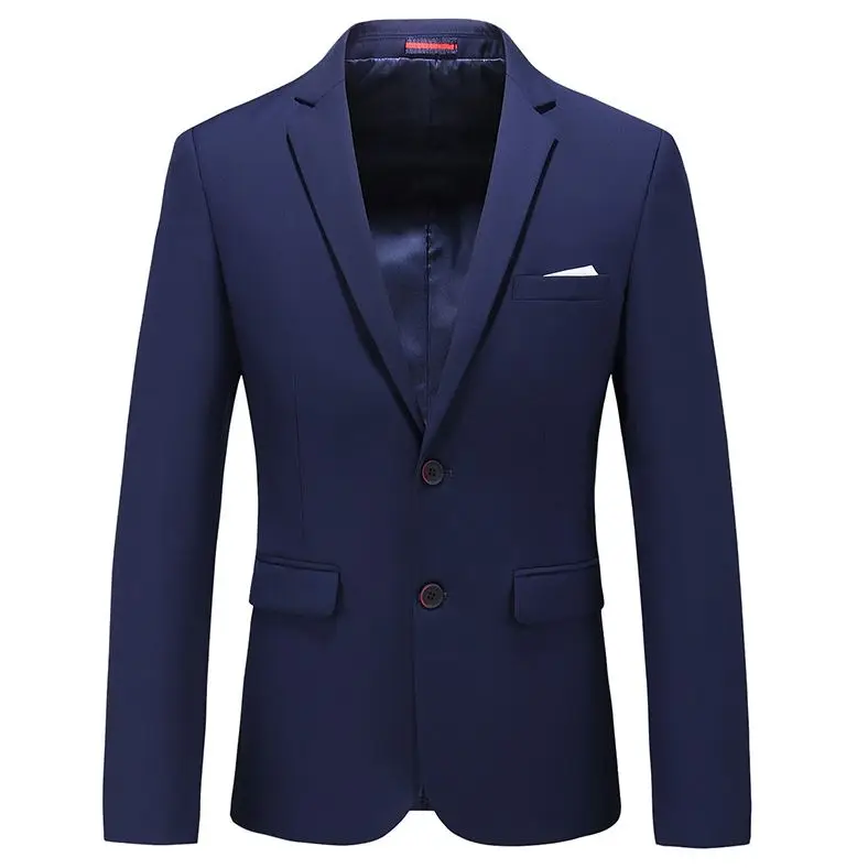 Тёмно-синий MOGU новые мужские Slim Fit Мода хлопок Блейзер костюм куртка Темно-синие плюс Размеры м до 6XL Мужской пиджаки мужские пальто Свадебные - Цвет: Тёмно-синий