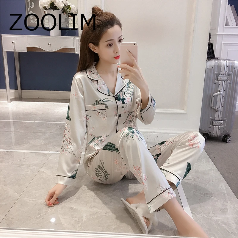Женские атласные пижамы ZOOLIM размера плюс 5XL для сна Весенняя пижама с длинным