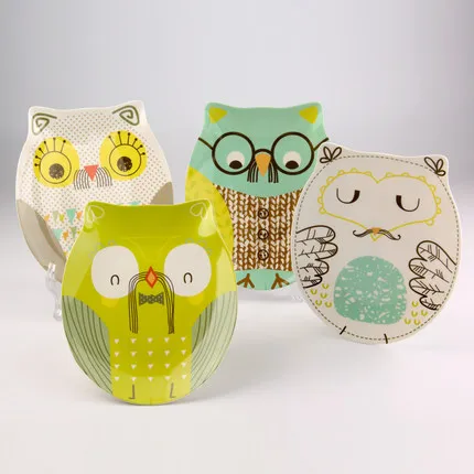 Тарелка для завтрака тарелка с тусклой сумкой и креативные мультфильмы Сова