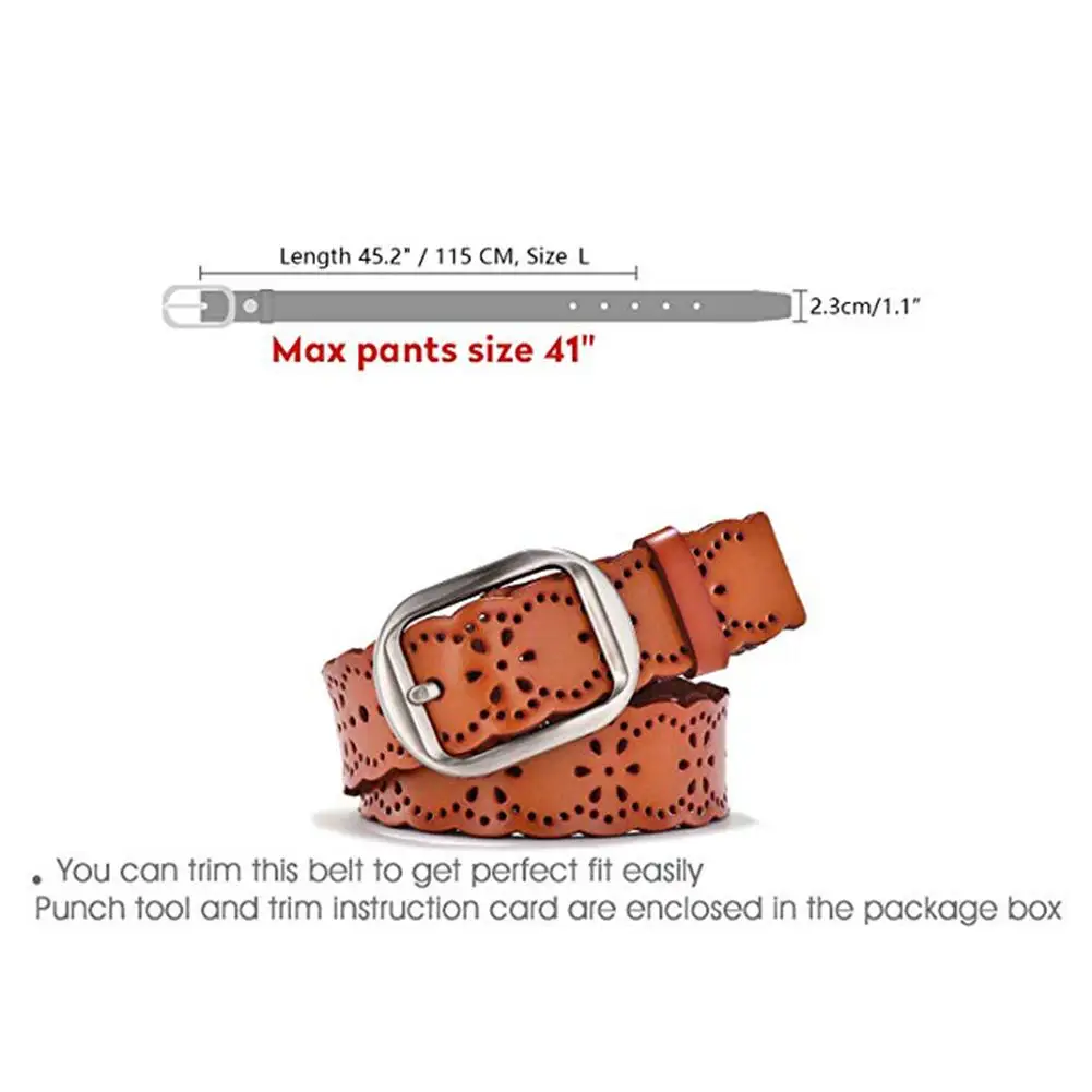 Женский ремень Дикий кожаный декор с волной ретро 100% полый Широкий лучший