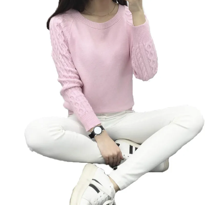 Женские Свитера И Пуловеры 2017 Мода Полный Рукава О-Образным Вырезом Вязаный