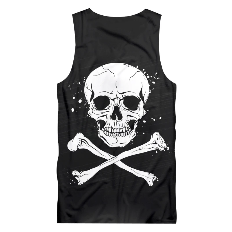 OGKB черный топ на бретелях для женщин/мужчин крутой принт скелет кости 3d жилет без