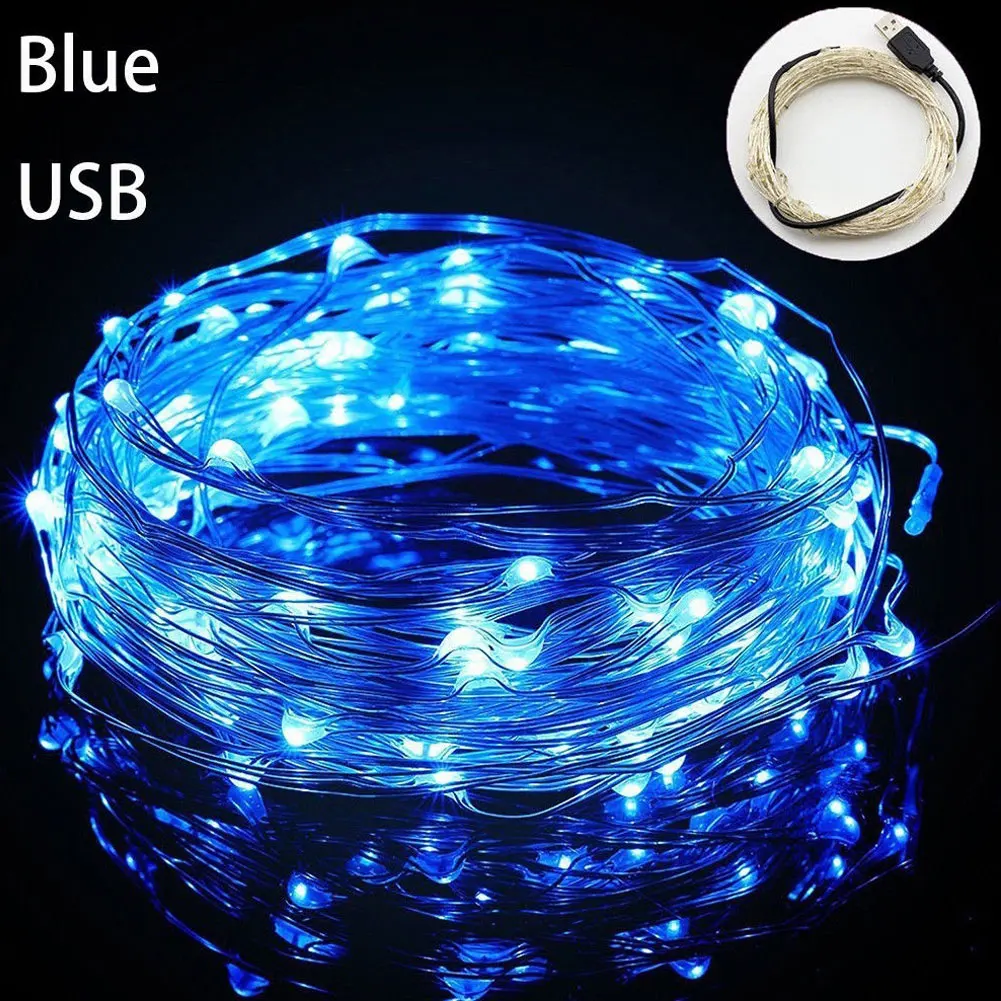 5/10m Водонепроницаемый USB светодиодный Медный провод гирлянда Декорация