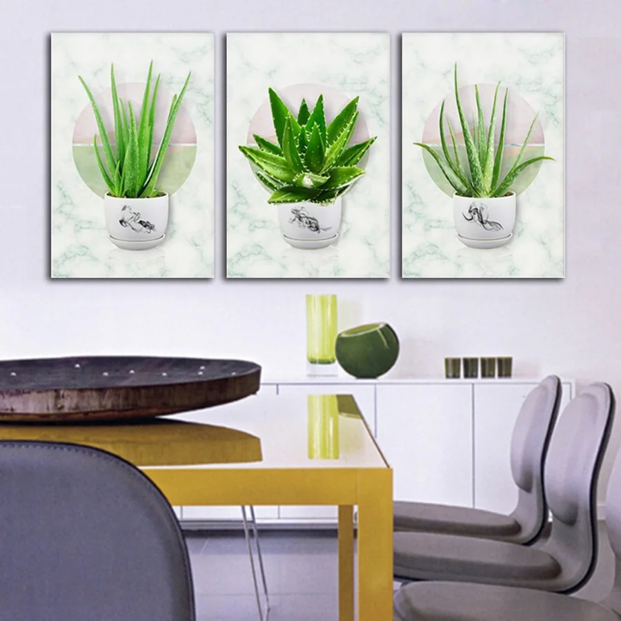 Настенный плакат без рамки в скандинавском стиле маленькая картина горшке с