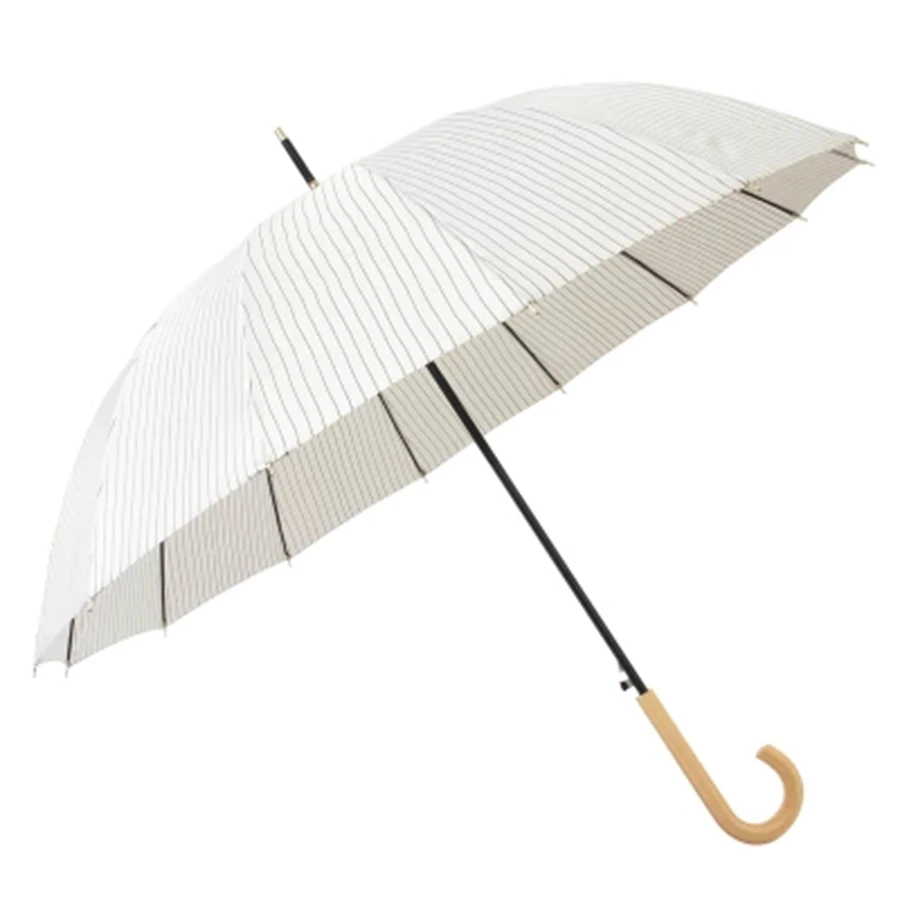 Зонт женский с деревянной ручкой прозрачный стильный в полоску защитой от дождя