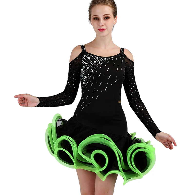 Latin Dance Dress Women Salsa Costumes Cha Clothes For Practice Wear lq082 | Тематическая одежда и униформа