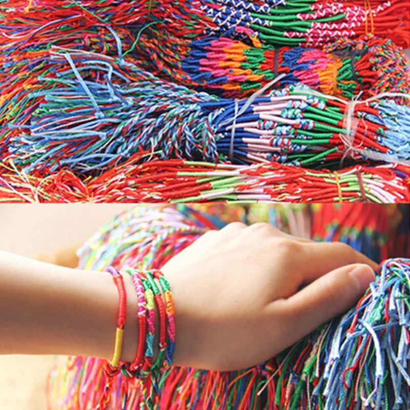 ABL251(10) богемные Бразилия недорогая Яркая Радуга ручной работы плетеный канат