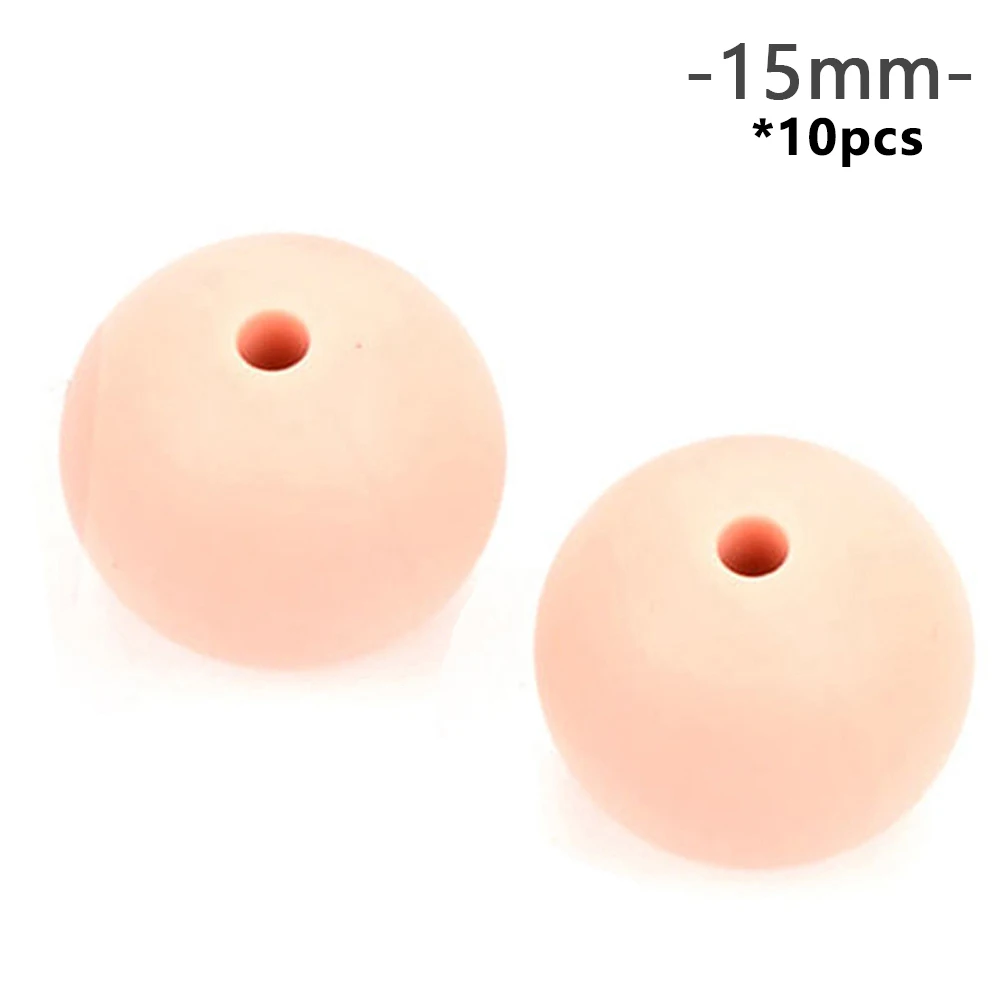 peachy LOFCA 10 шт., силиконовые бусины для прорезывания зубов, 15 мм, Прорезыватель для зубов, ожерелье для кормления ребенка, соска, клипса для ухода за полостью рта, не содержит бисфенола, пищевой, цветной - Цвет: peachy