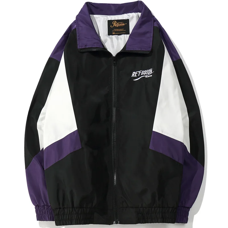 VEGORRS autumn men's jacket Harajuku Contrast color collar jaqueta masculina INS lover's coat hip hop Men's windbreakers | Мужская