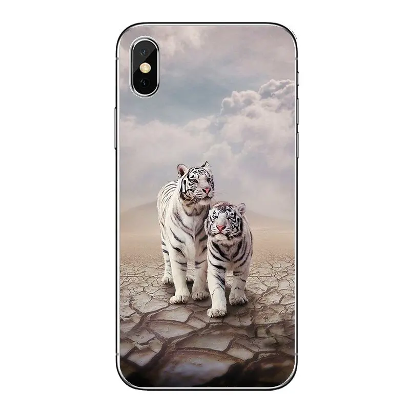 TPU Transparent Bag Case an animal White tiger burning bright For Samsung Galaxy A5 A6 A7 A8 A9 J4 J5 J7 J8 2017 2018 Plus Prime |