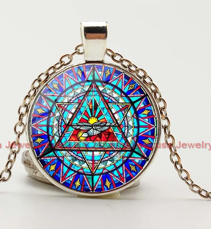 Звезда Давида ожерелье с подвеской в виде мандалы Винтаж серебро/бронза цвет