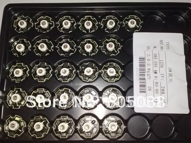 

585-595nm yellow color high power led light beads 3w with pcb 400pcs/lot factory price promotion DHL/Fedex/EMS free shipping