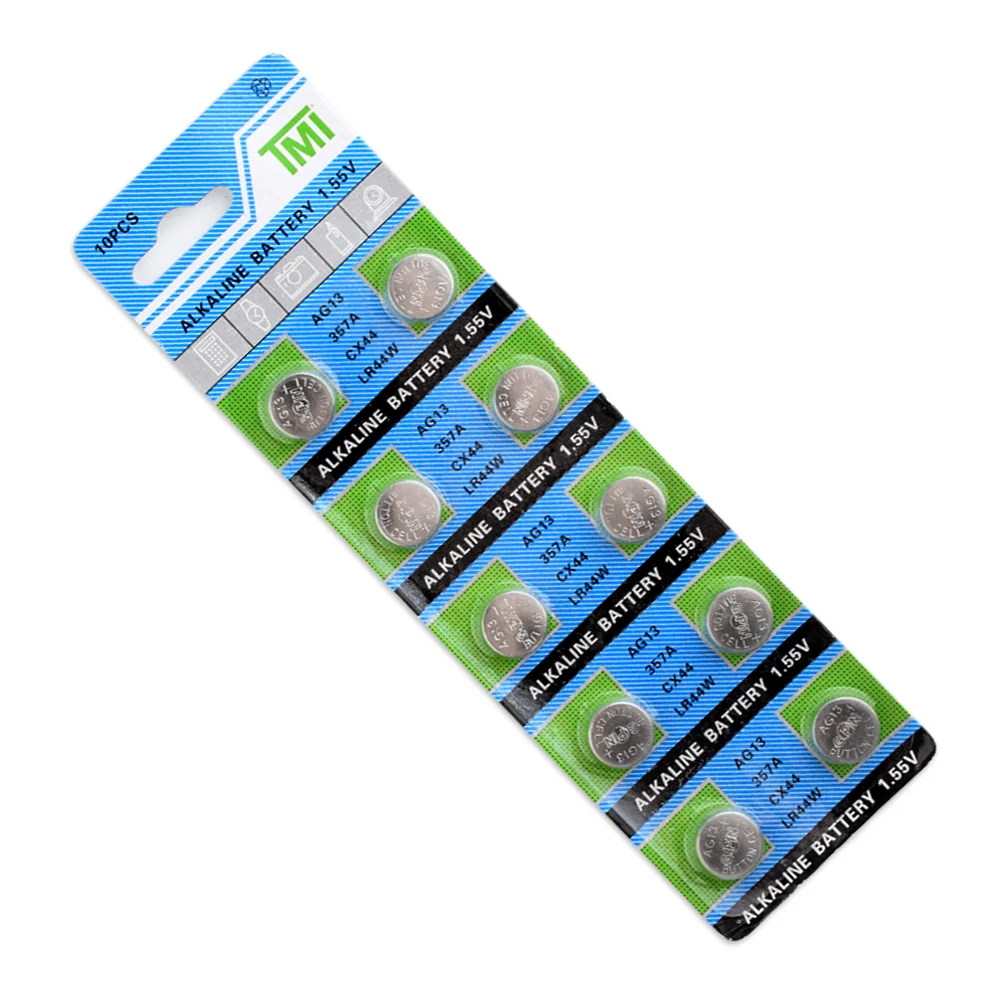 

Cheap Real Power Promotion Hot 200 Pcs Button Battery AG13 LR44 357A S76E G13 Button Coin Cell Battery Batteries 1.55V
