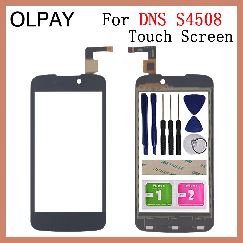 OLPAY 4,5 ''для DNS S4508 сенсорный экран дигитайзер панель запасные части сенсорный экран Переднее стекло объектив сенсор Бесплатный клей+ салфетки