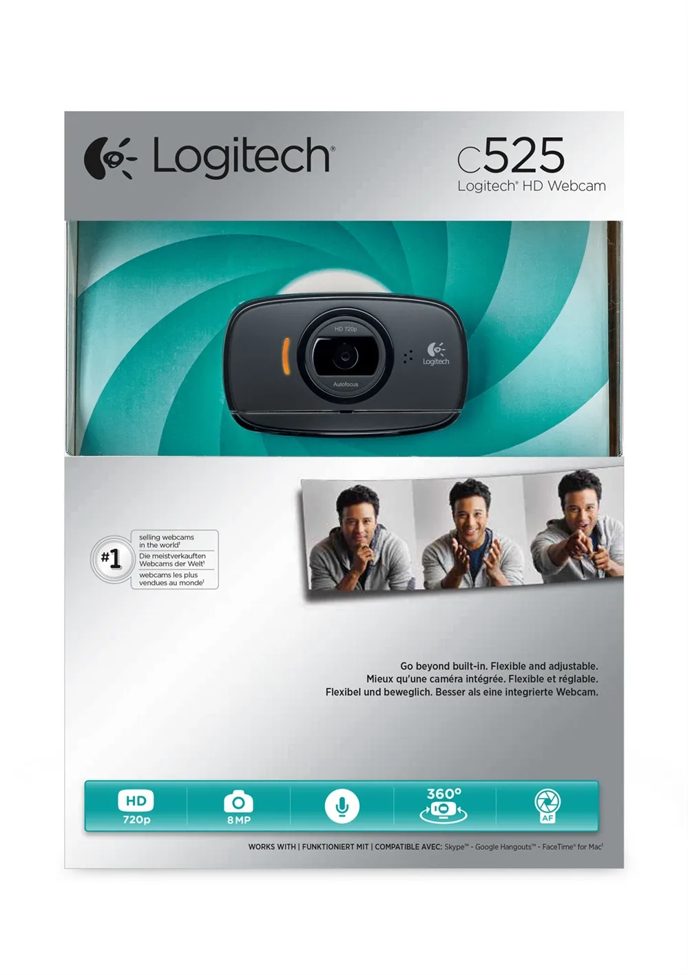 Logitech C525 8 Мп 1280x720 пикселей 720 p авто 360 ° USB 2 0|Веб-камеры| |