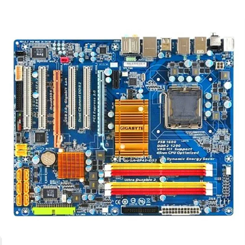 Для Gigabyte GA EP43 DS3 оригинальная б/у материнская плата для настольного компьютера P43