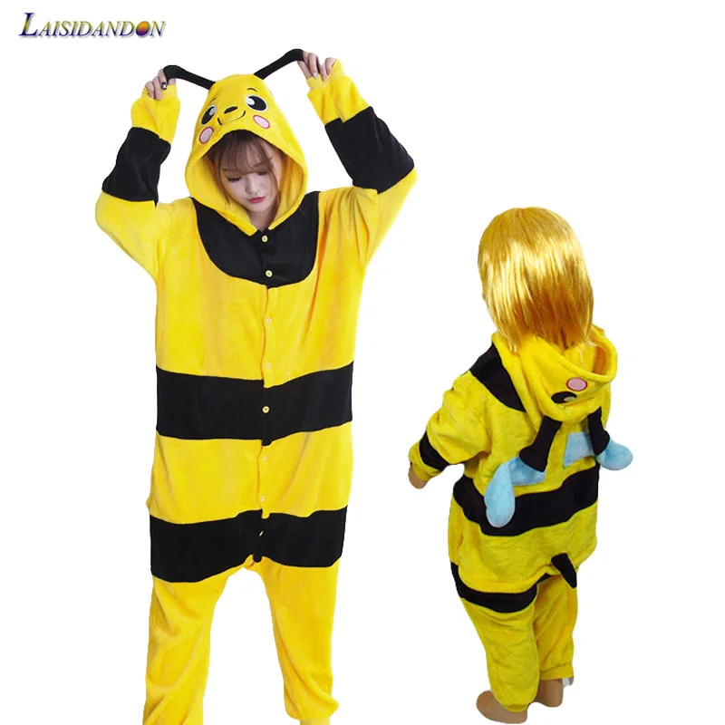 Onesie пчелы зима Для женщин пижамы для взрослых пары Пижама Единорог животных Femme