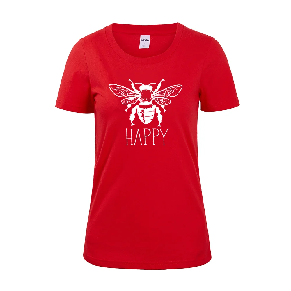 Забавные пчела счастливым рубашка BeeTshirts женские Happy пчелы Вид Повседневная