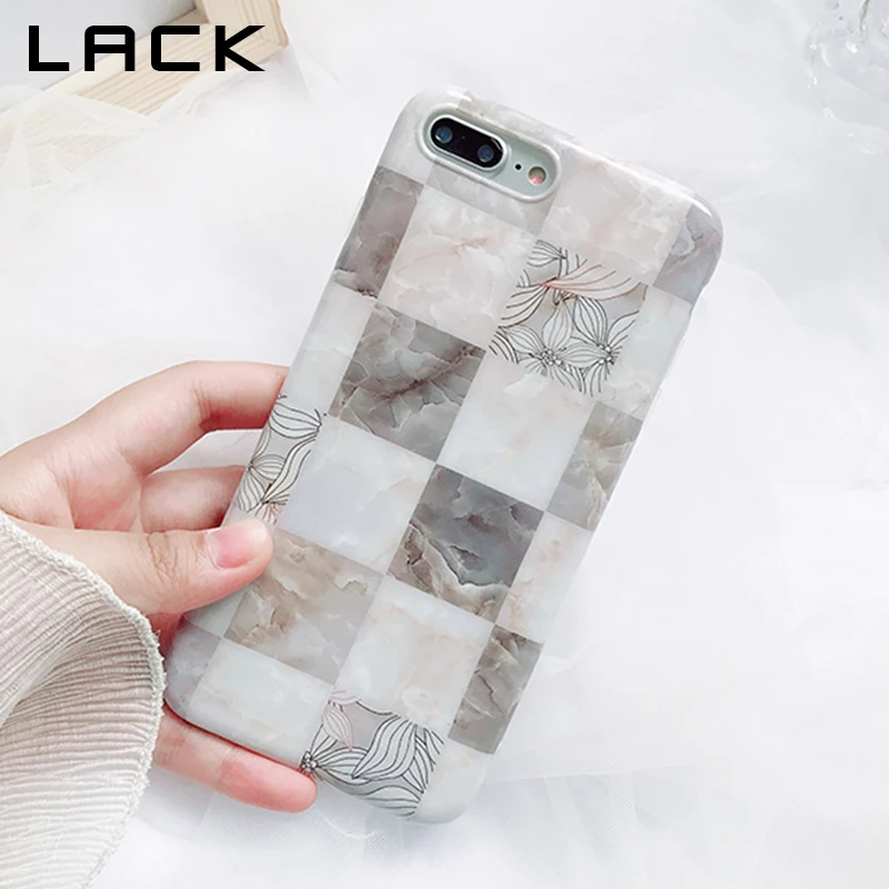 LACK Retro Marble Flowers Phone Case For iphone 6S X 6 7 8 Plus Luxury Soft IMD Cover Fashion Geometric Cases |