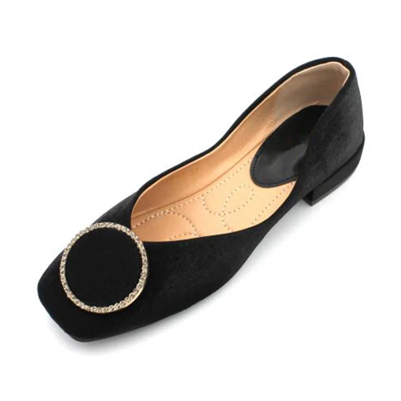

Fashion Ins 2019 Flats for Women Shoes Slip-on Casual Women Flats Office Ladies Shoes Big Size Black A1330